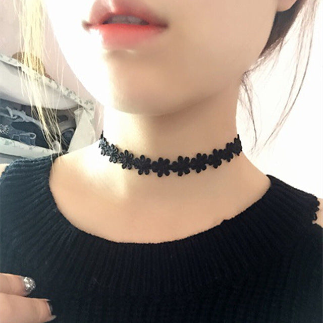 90's Inspired Gothic Lolita Punk Choker Necklace Black Velvet Suede Steampunk Torques