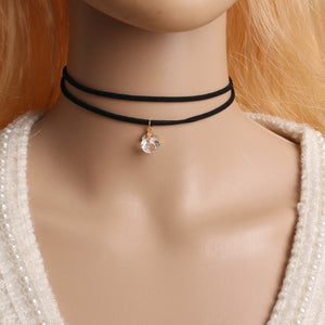 90's Inspired Gothic Lolita Punk Choker Necklace Black Velvet Suede Steampunk Torques