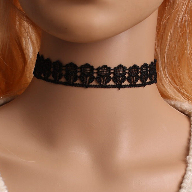 90's Inspired Gothic Lolita Punk Choker Necklace Black Velvet Suede Steampunk Torques