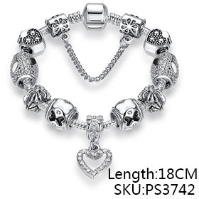 EVOJEW Antique Silver 925 Starfish Eiffel Tower Snowflake Crystal Heart Charm Beads Fit Original Bracelet for Women