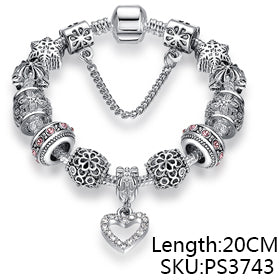 EVOJEW Antique Silver 925 Starfish Eiffel Tower Snowflake Crystal Heart Charm Beads Fit Original Bracelet for Women