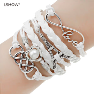 NEW fashion jewelry infinite double leather multilayer Charm  braceletfor woman