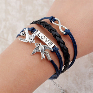 NEW fashion jewelry infinite double leather multilayer Charm  braceletfor woman