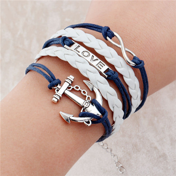 NEW fashion jewelry infinite double leather multilayer Charm  braceletfor woman