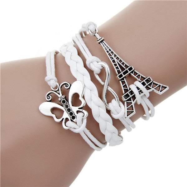 NEW fashion jewelry infinite double leather multilayer Charm  braceletfor woman