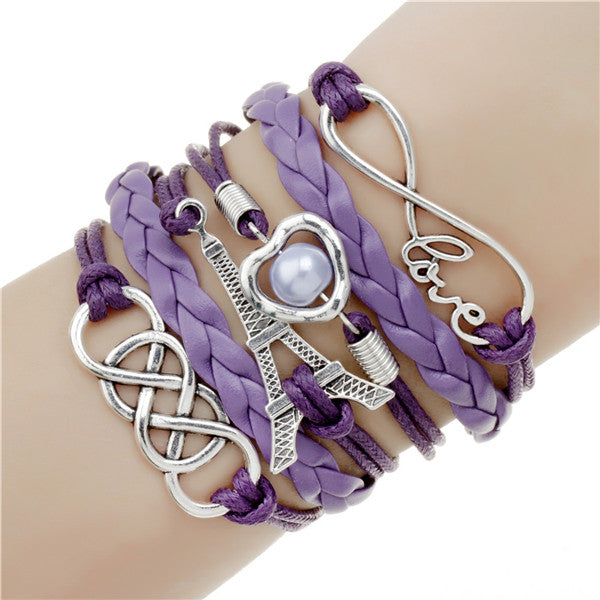 NEW fashion jewelry infinite double leather multilayer Charm  braceletfor woman