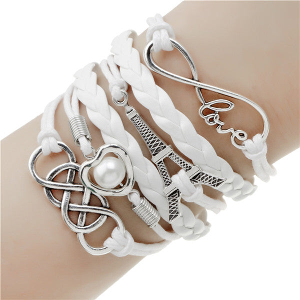 NEW fashion jewelry infinite double leather multilayer Charm  braceletfor woman