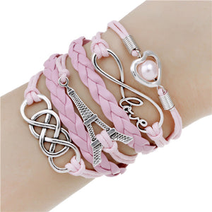 NEW fashion jewelry infinite double leather multilayer Charm  braceletfor woman