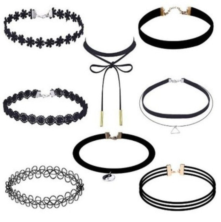 Black Velvet Choker Necklace Tattoo Lace Collar Necklace for Women