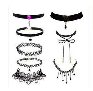 Black Velvet Choker Necklace Tattoo Lace Collar Necklace for Women