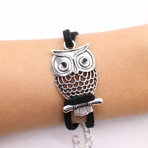 Tree of Life Leather charm Bracelets Bangle Black Rope chain anchor bike OWL cross Heart Jewelry For Women