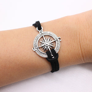 Tree of Life Leather charm Bracelets Bangle Black Rope chain anchor bike OWL cross Heart Jewelry For Women