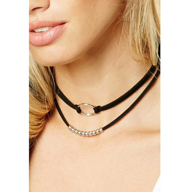 2 Pcs Vintage Retro Black Velvet Choker Necklacefor Women